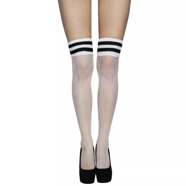 White Athletic Fishnet Thigh High Socks at Spirit Halloween