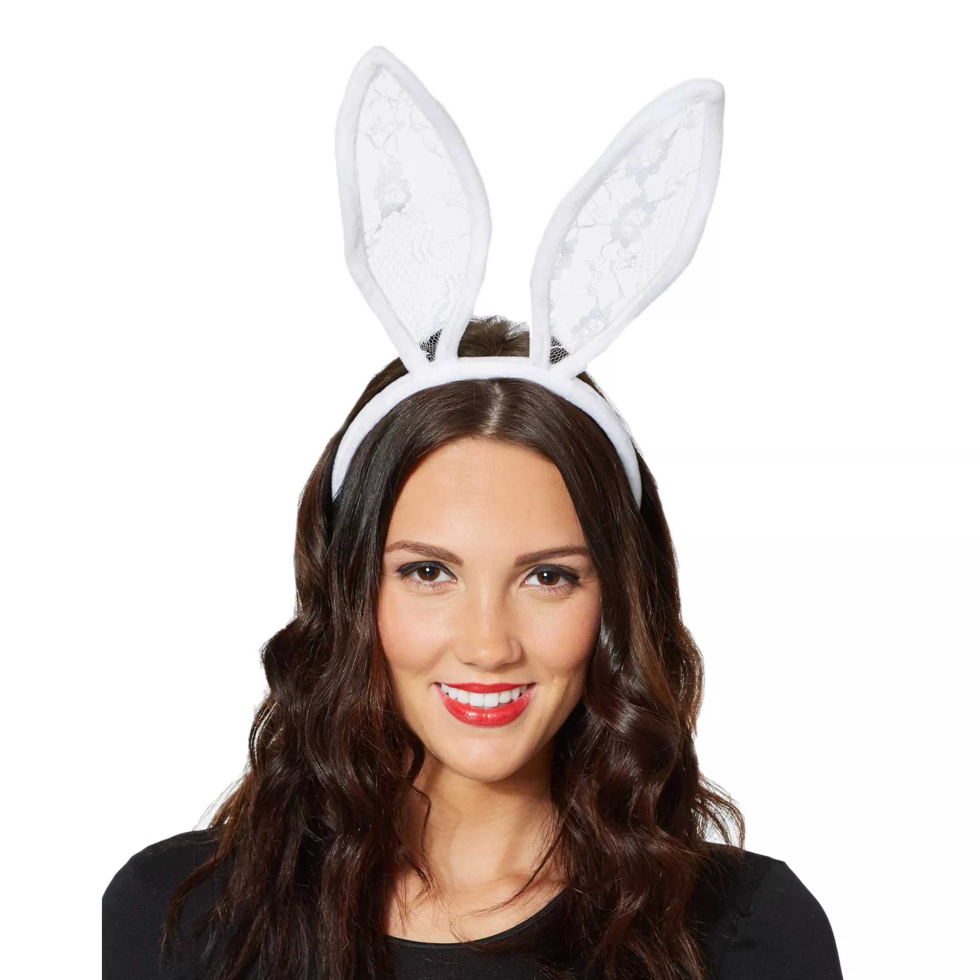 White Velour and Lace Bunny Ears at Spencer's