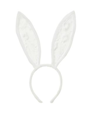 White Velour and Lace Bunny Ears