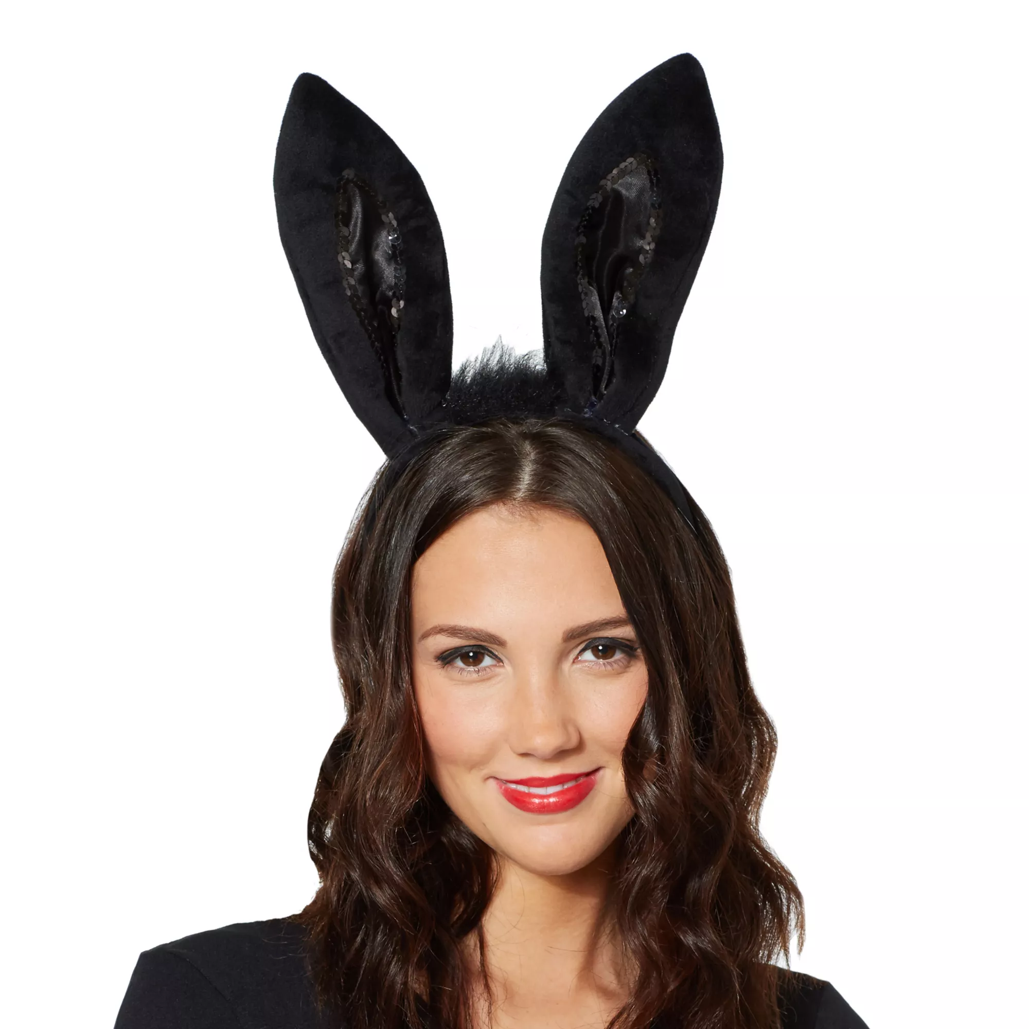 Black Sequinned Trimmed Bunny Ears at Spirit Halloween