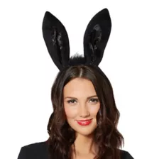 Black Sequinned Trimmed Bunny Ears at Spirit Halloween