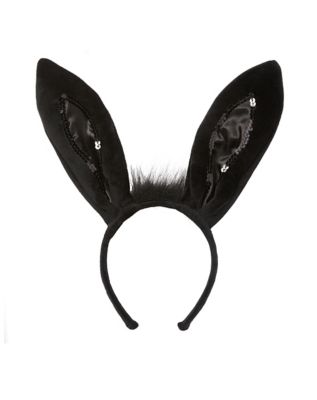 Black Sequinned Trimmed Bunny Ears