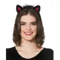 Faux Fur Black and Pink Cat Ear Headband at Spencer's
