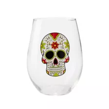 Sugar Skull Stemless Wine Glasses - 20 oz at Spencer's