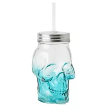 Teal Ombre Skull Glass With Straw 15 oz at Spirit Halloween