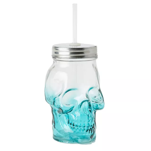 Teal Ombre Skull Glass With Straw 15 oz at Spirit Halloween