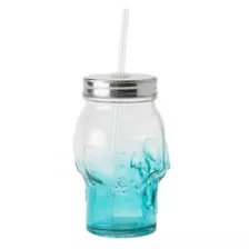Teal Ombre Skull Glass With Straw 15 oz at Spirit Halloween