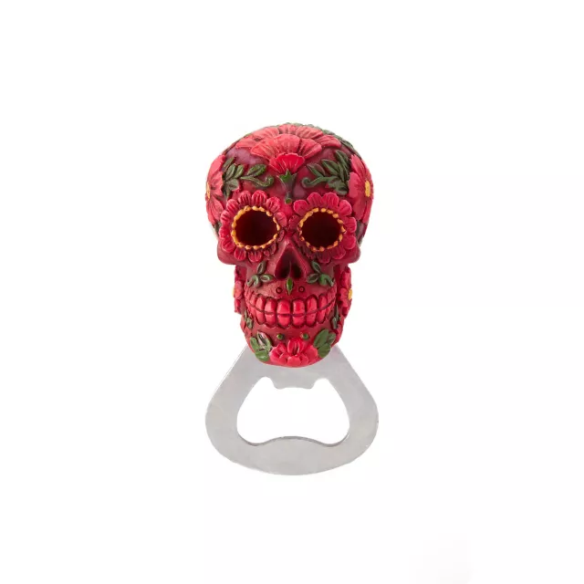 Pink and Green Sugar Skull Bottle Opener at Spirit Halloween