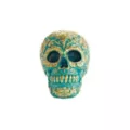 Teal and Gold Sugar Skull Figurine - Decorations at Spirit Halloween