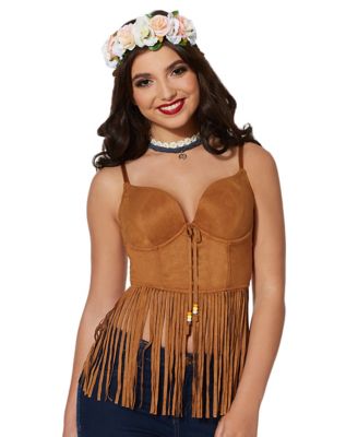 Suede fringe best sale crop top