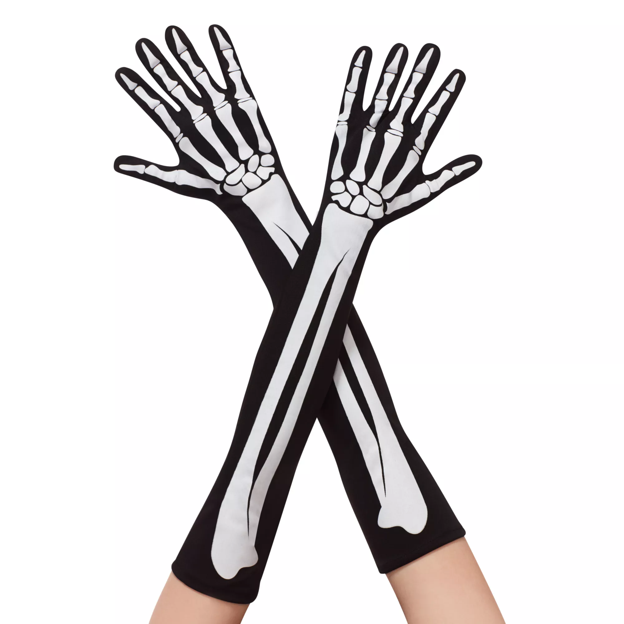 Skeleton Print Arm Gloves at Spirit Halloween