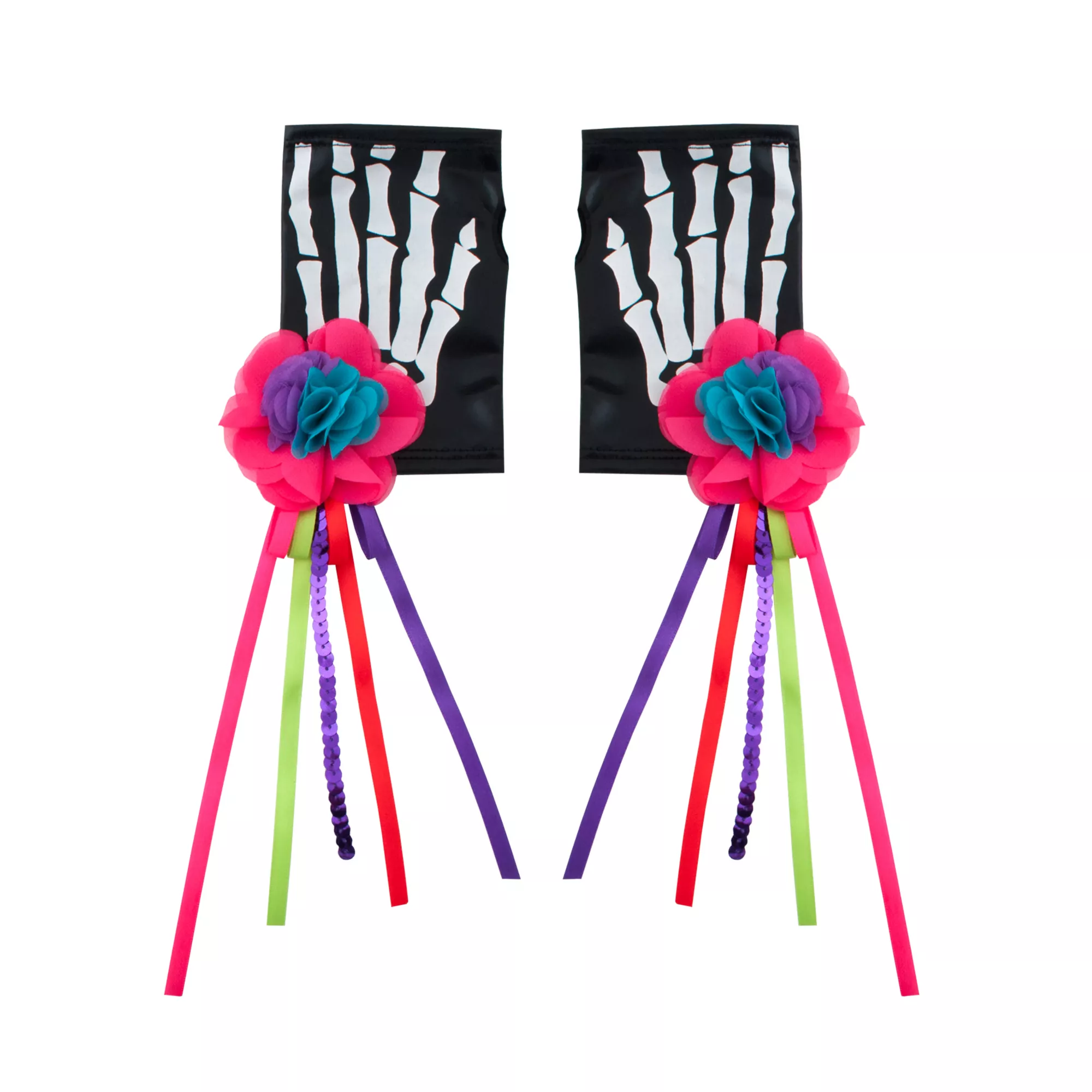 Decorated Skeleton Fingerless Gloves at Spirit Halloween