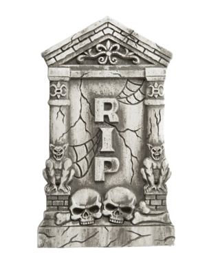 2 Ft Skull and Gargoyle Tombstone