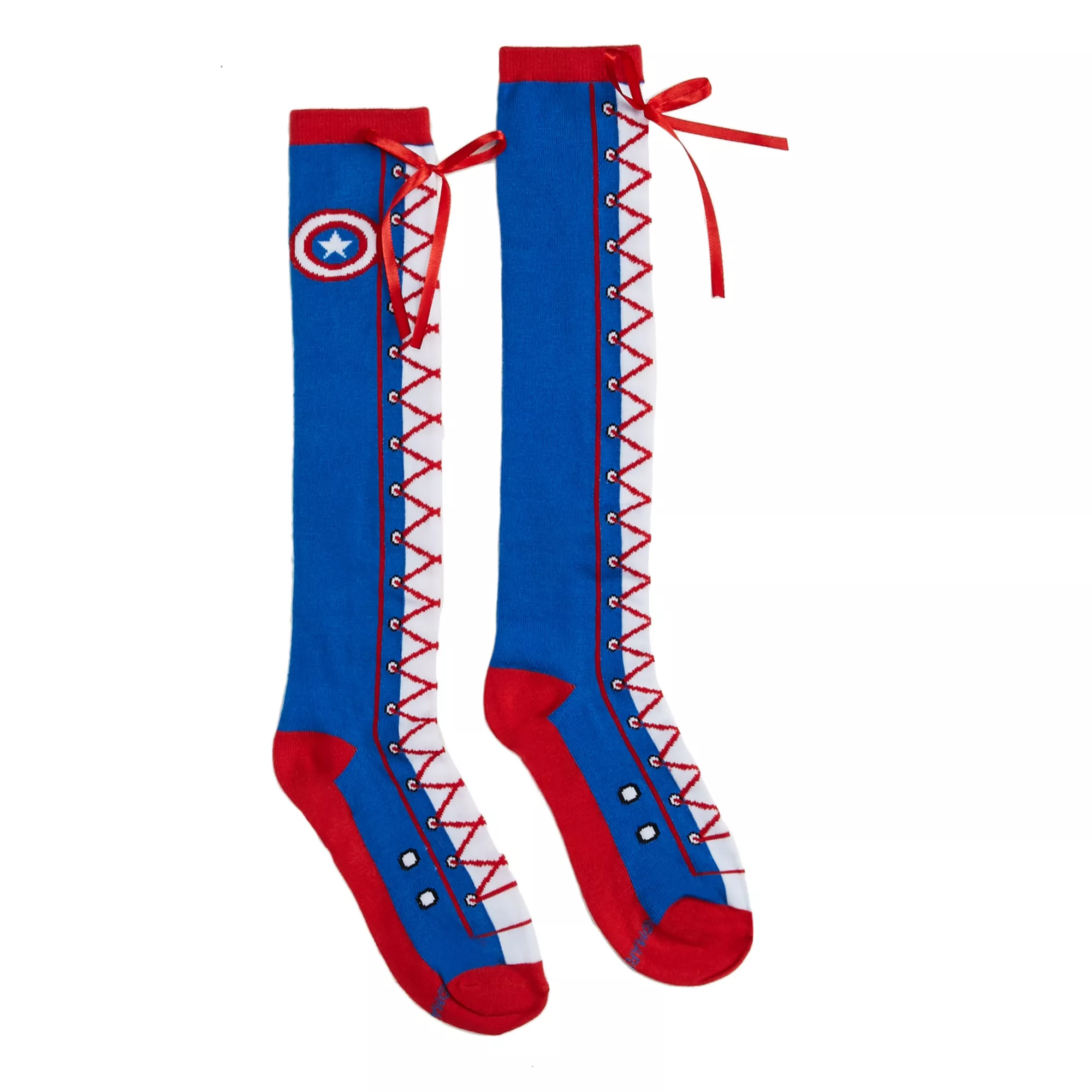 Captain America Lace Up Knee High Socks - Marvel at Spencer's