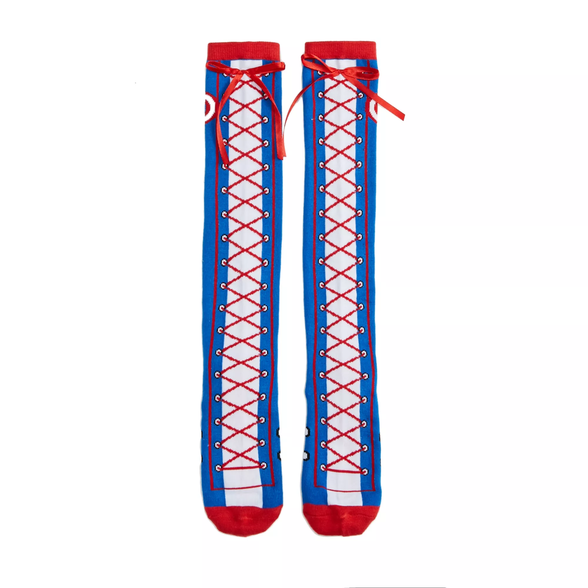 Captain America Lace Up Knee High Socks - Marvel at Spencer's