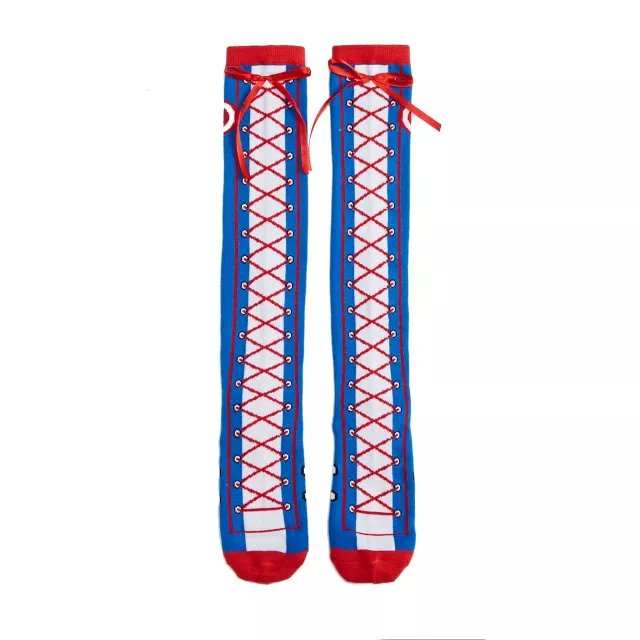 Captain America Lace Up Knee High Socks - Marvel at Spencer's