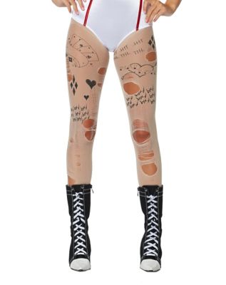 Adult DC Birds of Prey Harley Quinn Semi-Opaque Seamless Tights,  Black/White Diamond Print, One Size, Wearable Costume Accessory for  Halloween