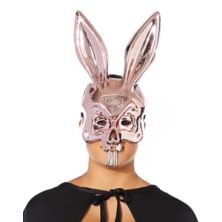 Faux Fur Scary Fluffy White Bunny Half Mask Spirithalloween Com - roblox spooky bunny mask