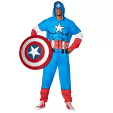 Adult Hooded Captain America Pajama Costume - Marvel at Spirit Halloween