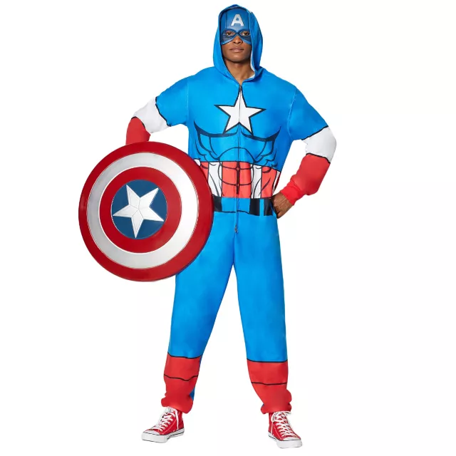 Adult Hooded Captain America Pajama Costume Marvel