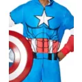 Adult Hooded Captain America Pajama Costume - Marvel at Spirit Halloween
