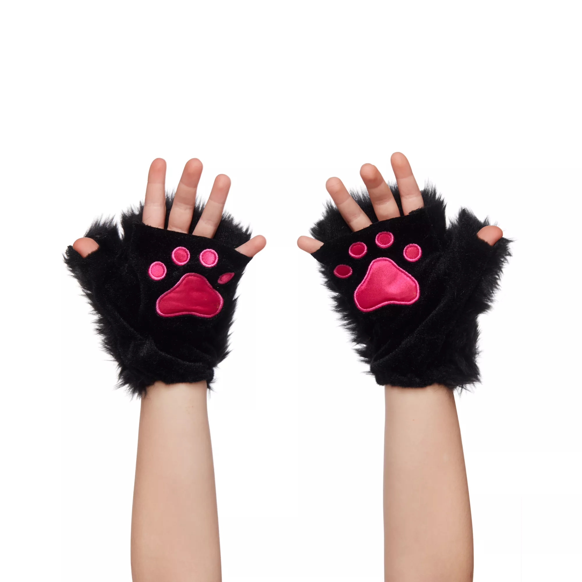 Kids Faux Fur Black Kitty Paws at Spirit Halloween