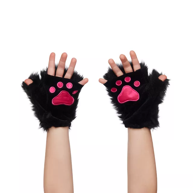 Kids Faux Fur Black Kitty Paws at Spirit Halloween