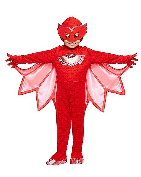 Toddler Size Large Deluxe Kids Light Up Jumpsuit Outfit and Character Mask PJ Masks Owlette Costume 4-6x