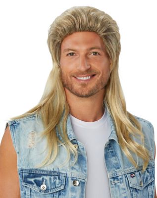 ColorGround Long Straight Blonde 80's Mullet Rocker Style Wig For Men ...