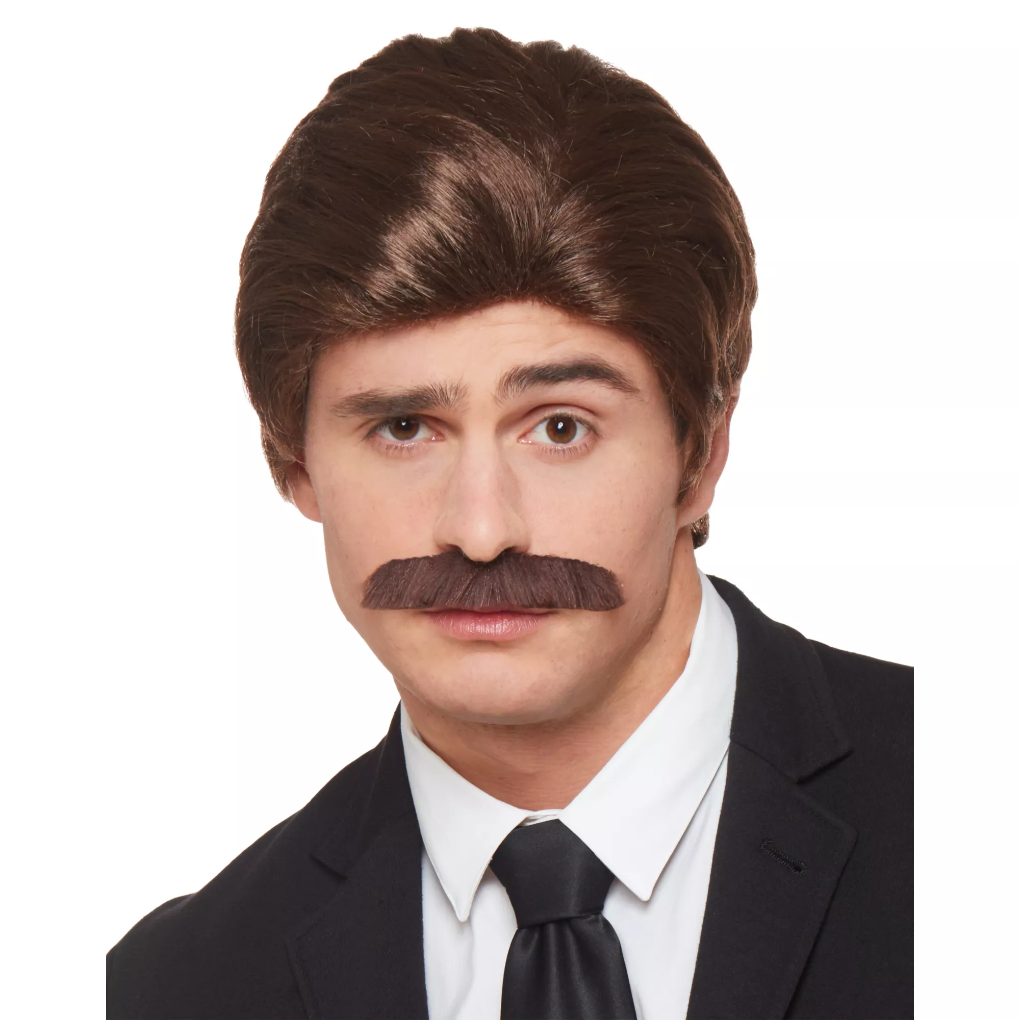 Brown '70s Wig and Mustache at Spencer's