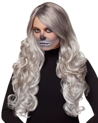 Black and clearance grey halloween wigs