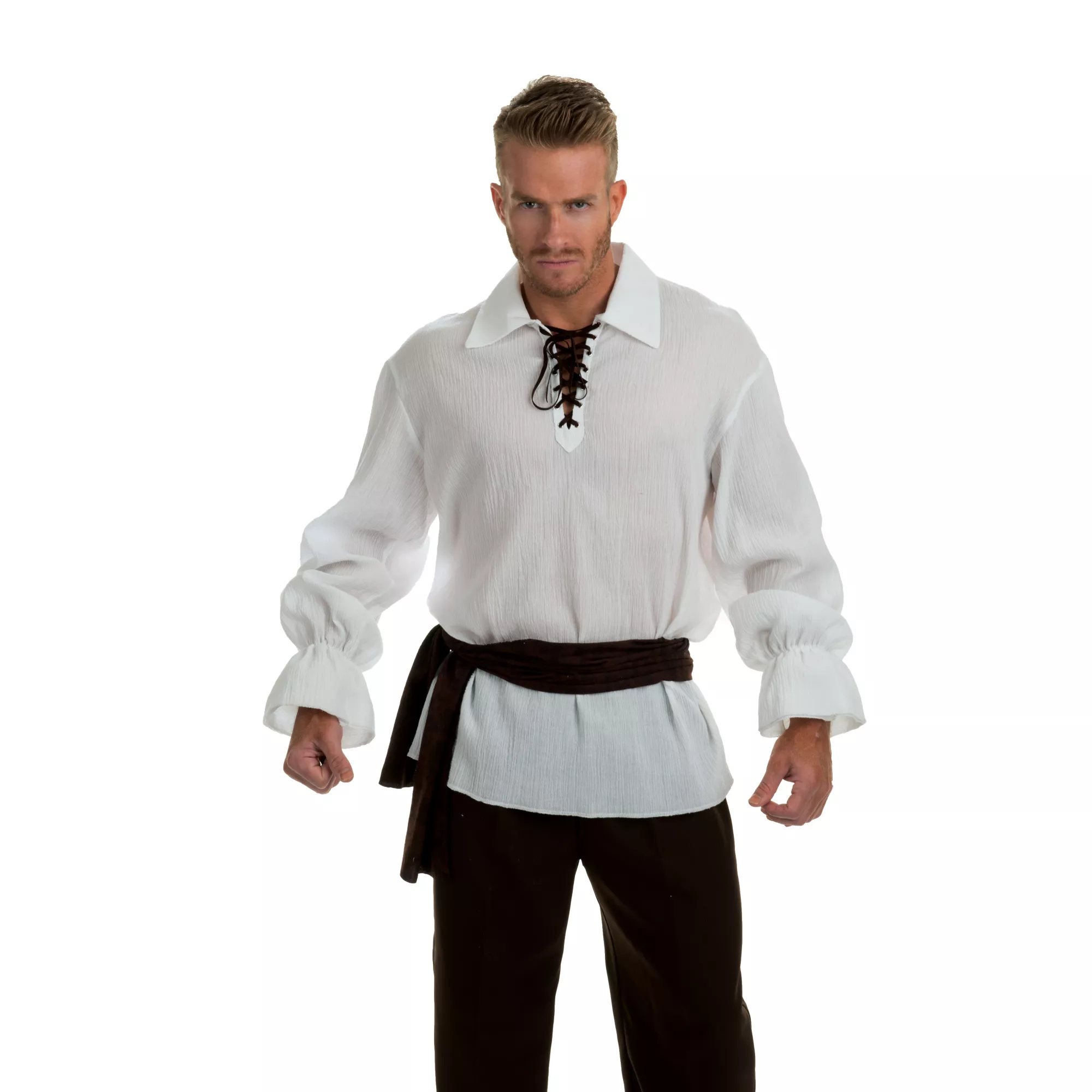 Adult White Gauze Plus Size Pirate Shirt at Spencer's