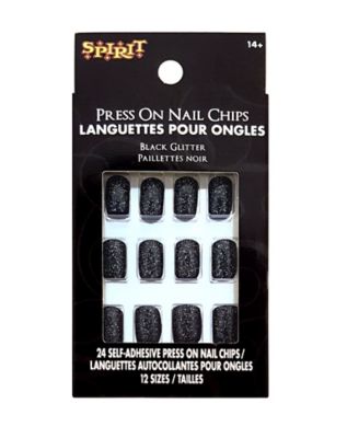 01346014 - Black Glitter Press On Nails
