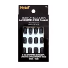 Black Glitter Press On Nails at Spirit Halloween