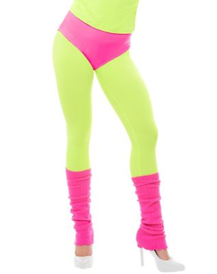 Smiffys 27 Neon Green 1980's Disco Style Leggings Women Adult Halloween  Costume - Small