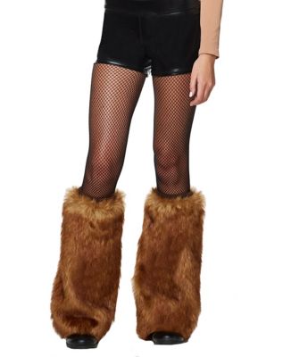 Brown Deer Faux Fur Leg Warmers