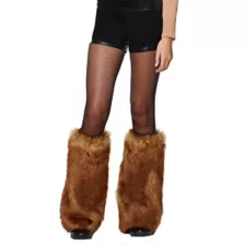 Brown Deer Faux Fur Leg Warmers at Spencer's