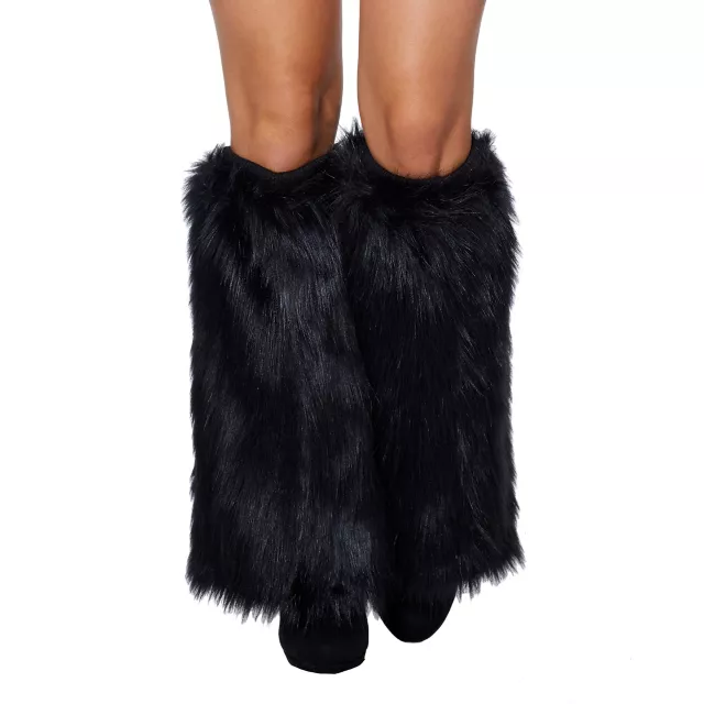 Black Cat Faux Fur Leg Warmers Spirithalloween