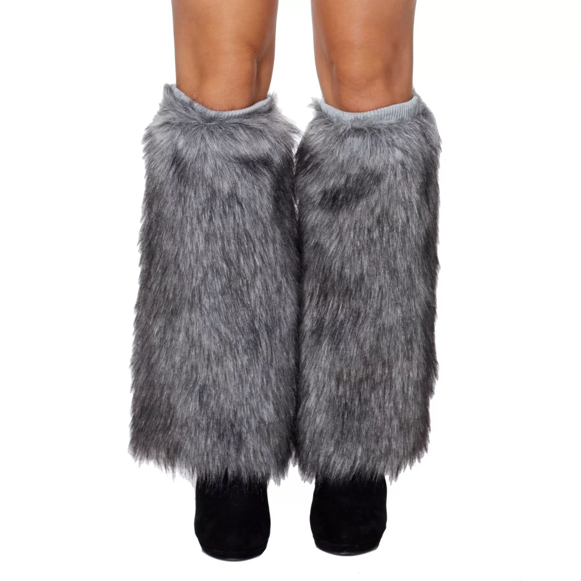 Grey Faux Fur Leg Warmers at Spencer's