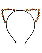 Orange Rhinestone Cat Ears Headband