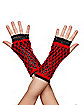 Black and Red Fishnet Gloves