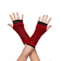 Black and Red Fishnet Gloves at Spirit Halloween