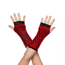 Black and Red Fishnet Gloves at Spirit Halloween
