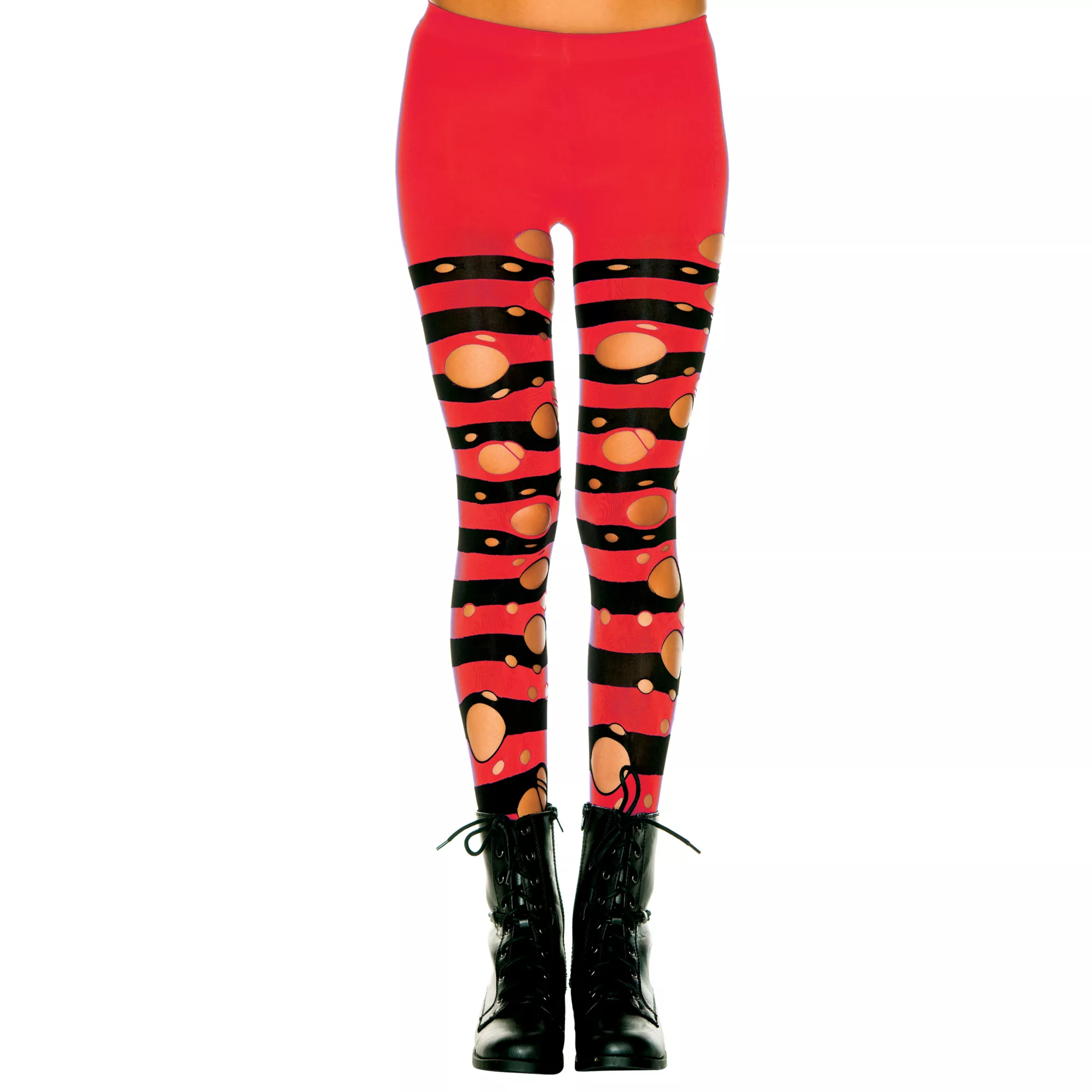 Girls Black and Red Shredded Tights at Spirit Halloween