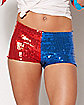 Adult Sequin Harley Quinn Shorts - Suicide Squad
