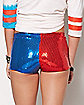 Adult Sequin Harley Quinn Shorts - Suicide Squad