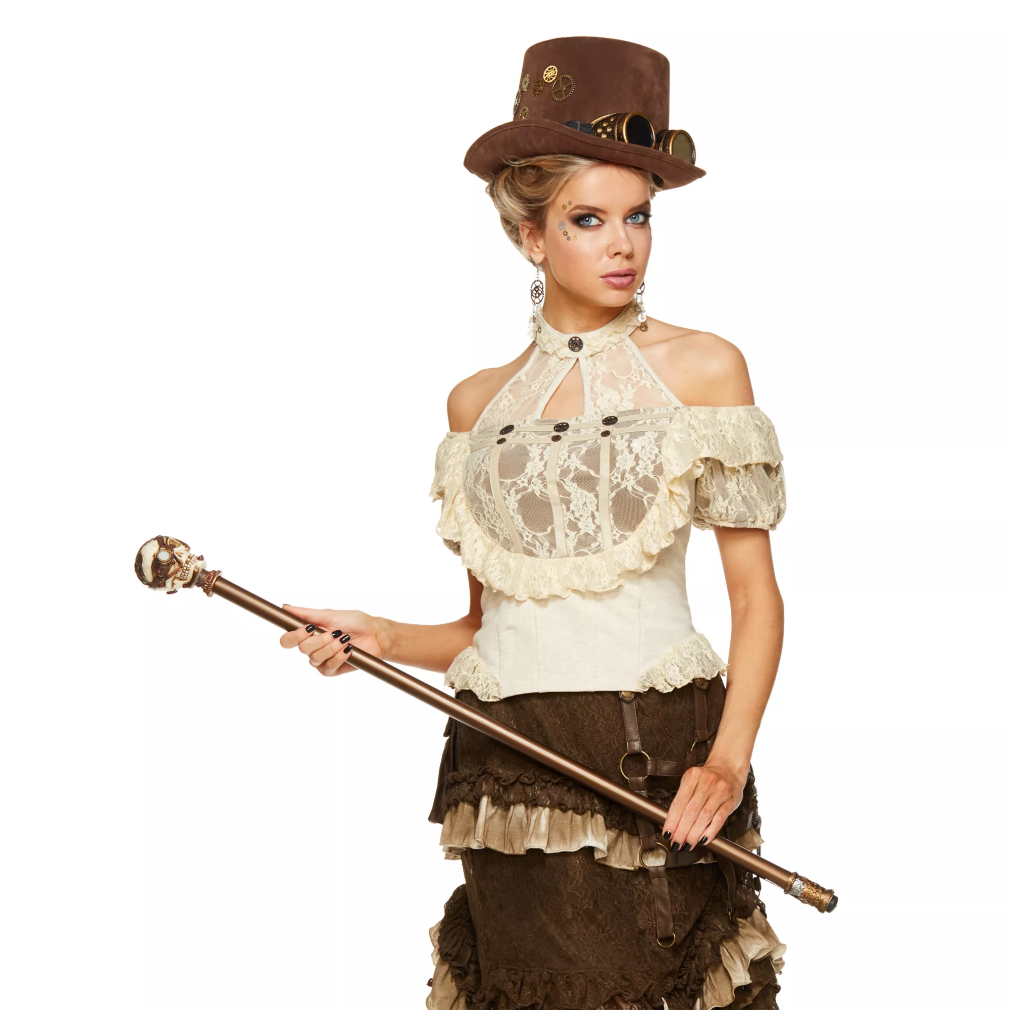 Lace Off-the-Shoulder Steampunk Shirt at Spirit Halloween