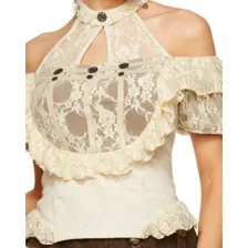 Lace Off-the-Shoulder Steampunk Shirt at Spirit Halloween