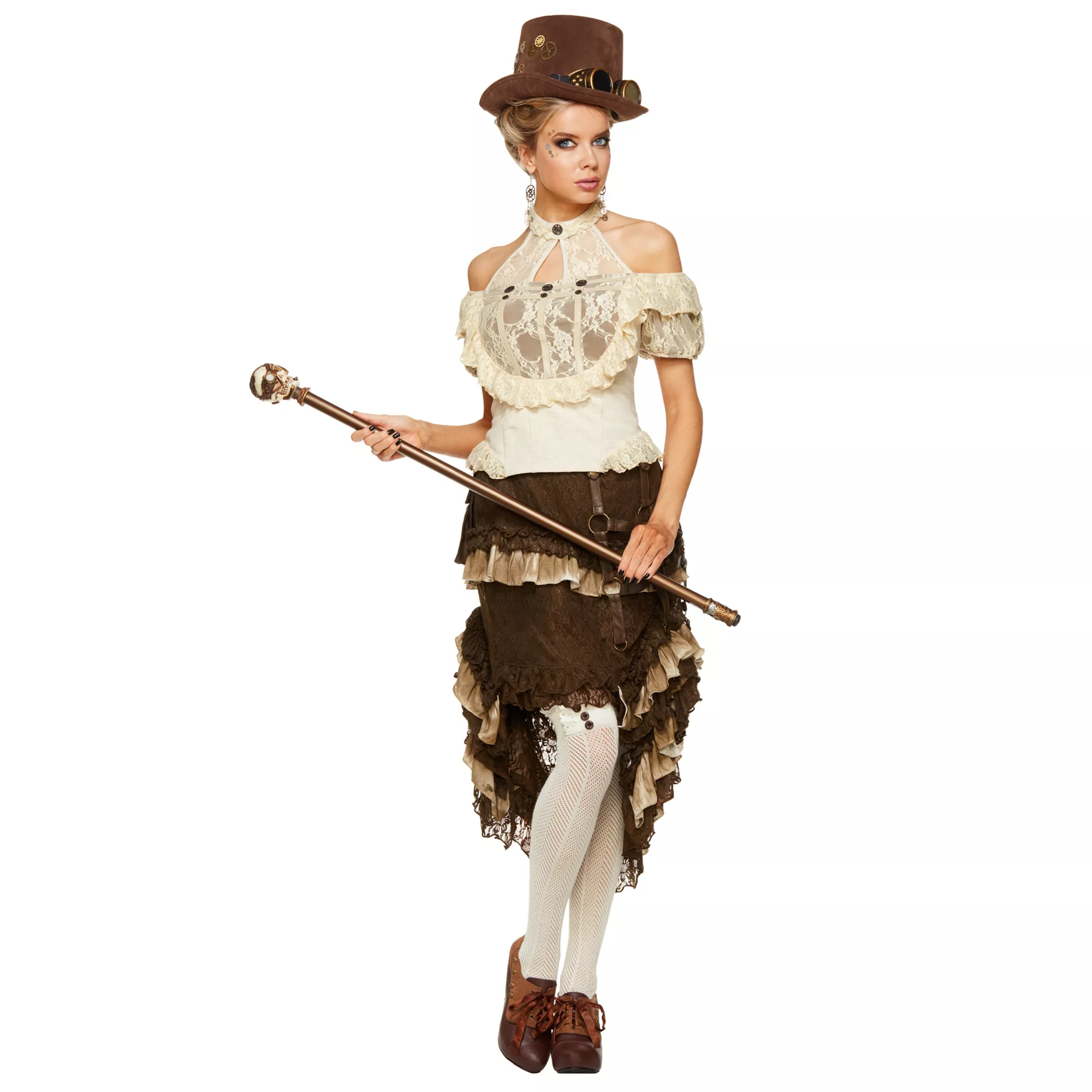 Lace Off-the-Shoulder Steampunk Shirt at Spirit Halloween