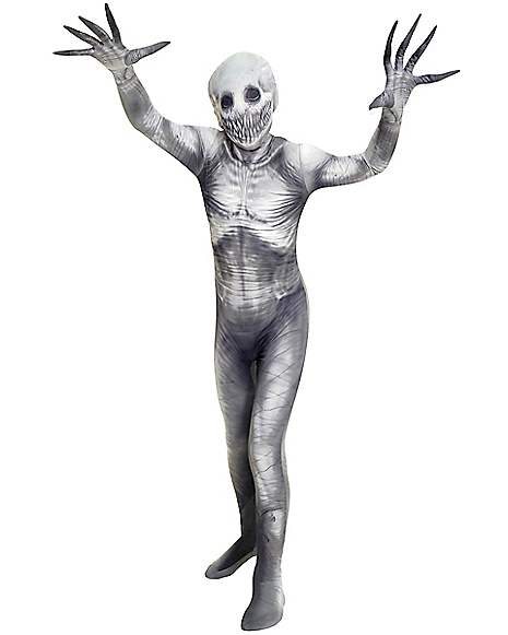Second Skin Skeleton Mens Costume Morph Suit Mask Size Small 